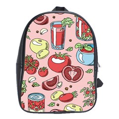 Tomato Seamless Pattern Juicy Tomatoes Food Sauce Ketchup Soup Paste With Fresh Red Vegetables School Bag (xl)