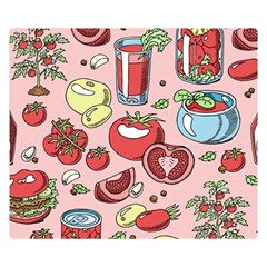 Tomato Seamless Pattern Juicy Tomatoes Food Sauce Ketchup Soup Paste With Fresh Red Vegetables Double Sided Flano Blanket (small) 