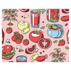 Tomato Seamless Pattern Juicy Tomatoes Food Sauce Ketchup Soup Paste With Fresh Red Vegetables Double Sided Flano Blanket (medium) 