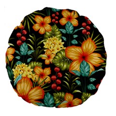 Fabulous Colorful Floral Seamless Large 18  Premium Round Cushions