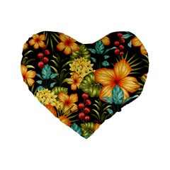 Fabulous Colorful Floral Seamless Standard 16  Premium Flano Heart Shape Cushions