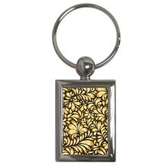 Damask Teardrop Gold Ornament Seamless Pattern Key Chain (rectangle) by BangZart
