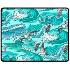 Sea Waves Seamless Pattern Fleece Blanket (medium)  by BangZart