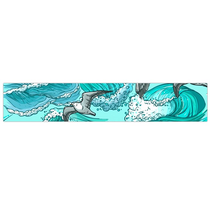 Sea waves seamless pattern Large Flano Scarf 