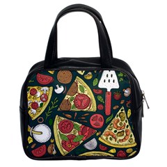 Vector Seamless Pizza Slice Pattern Hand Drawn Pizza Illustration Great Background Classic Handbag (two Sides) by BangZart