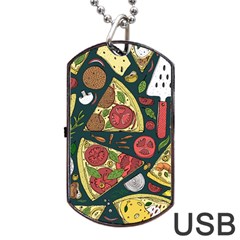Vector Seamless Pizza Slice Pattern Hand Drawn Pizza Illustration Great Background Dog Tag Usb Flash (two Sides) by BangZart