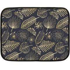 Elegant Pattern With Golden Tropical Leaves Fleece Blanket (mini) by BangZart