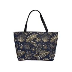 Elegant Pattern With Golden Tropical Leaves Classic Shoulder Handbag by BangZart