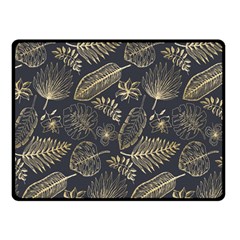 Elegant Pattern With Golden Tropical Leaves Double Sided Fleece Blanket (small) 