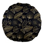 Elegant pattern with golden tropical leaves Large 18  Premium Flano Round Cushions Back