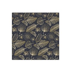 Elegant Pattern With Golden Tropical Leaves Satin Bandana Scarf