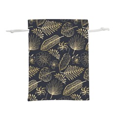 Elegant Pattern With Golden Tropical Leaves Lightweight Drawstring Pouch (l) by BangZart