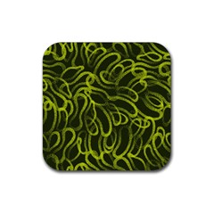 Green abstract stippled repetitive fashion seamless pattern Rubber Coaster (Square) 