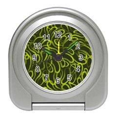 Green abstract stippled repetitive fashion seamless pattern Travel Alarm Clock