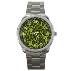 Green abstract stippled repetitive fashion seamless pattern Sport Metal Watch