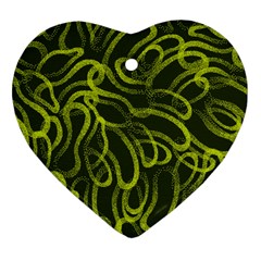 Green abstract stippled repetitive fashion seamless pattern Heart Ornament (Two Sides)