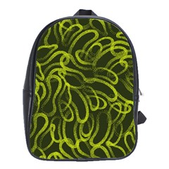 Green Abstract Stippled Repetitive Fashion Seamless Pattern School Bag (large)