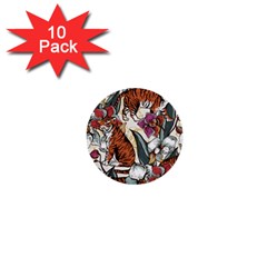 Natural seamless pattern with tiger blooming orchid 1  Mini Buttons (10 pack) 