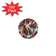 Natural seamless pattern with tiger blooming orchid 1  Mini Magnets (100 pack) 