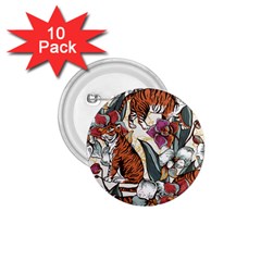 Natural seamless pattern with tiger blooming orchid 1.75  Buttons (10 pack)