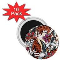 Natural seamless pattern with tiger blooming orchid 1.75  Magnets (10 pack) 
