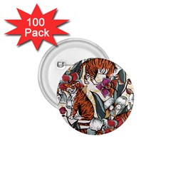 Natural seamless pattern with tiger blooming orchid 1.75  Buttons (100 pack) 