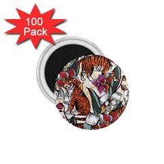 Natural seamless pattern with tiger blooming orchid 1.75  Magnets (100 pack) 