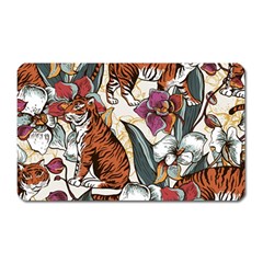Natural seamless pattern with tiger blooming orchid Magnet (Rectangular)