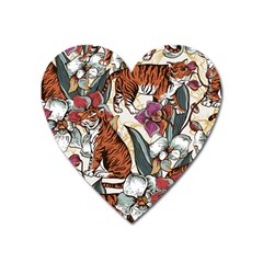 Natural seamless pattern with tiger blooming orchid Heart Magnet