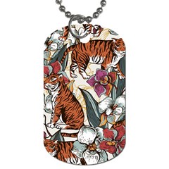 Natural seamless pattern with tiger blooming orchid Dog Tag (One Side)