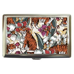 Natural seamless pattern with tiger blooming orchid Cigarette Money Case