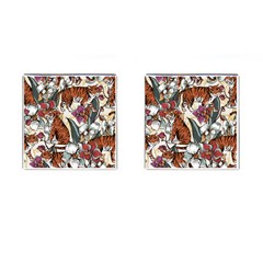Natural seamless pattern with tiger blooming orchid Cufflinks (Square)