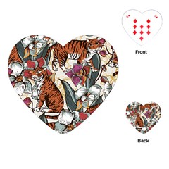 Natural seamless pattern with tiger blooming orchid Playing Cards Single Design (Heart)