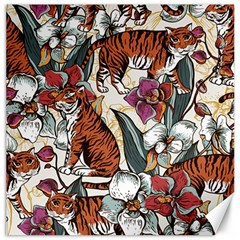 Natural seamless pattern with tiger blooming orchid Canvas 12  x 12 
