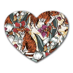Natural seamless pattern with tiger blooming orchid Heart Mousepads