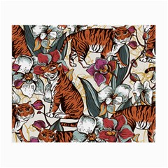 Natural seamless pattern with tiger blooming orchid Small Glasses Cloth (2 Sides)
