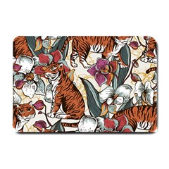 Natural seamless pattern with tiger blooming orchid Small Doormat 