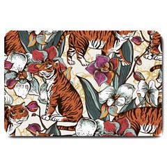 Natural seamless pattern with tiger blooming orchid Large Doormat 