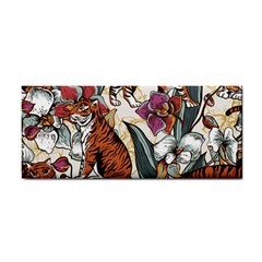 Natural seamless pattern with tiger blooming orchid Hand Towel