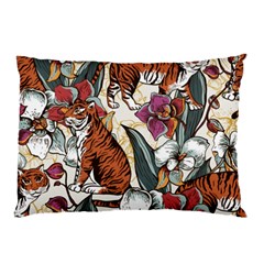 Natural seamless pattern with tiger blooming orchid Pillow Case