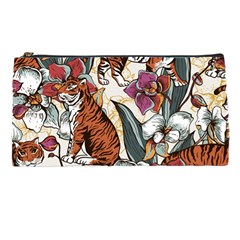 Natural seamless pattern with tiger blooming orchid Pencil Case