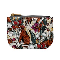 Natural seamless pattern with tiger blooming orchid Mini Coin Purse