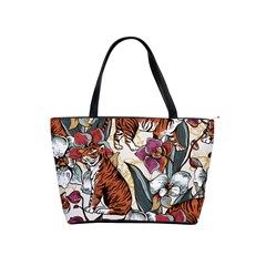 Natural seamless pattern with tiger blooming orchid Classic Shoulder Handbag