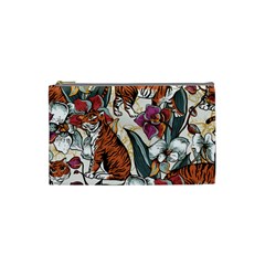 Natural seamless pattern with tiger blooming orchid Cosmetic Bag (Small)