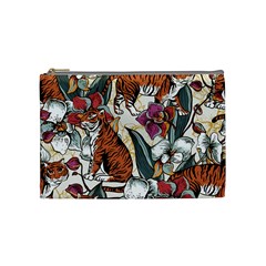 Natural seamless pattern with tiger blooming orchid Cosmetic Bag (Medium)