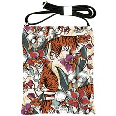 Natural seamless pattern with tiger blooming orchid Shoulder Sling Bag