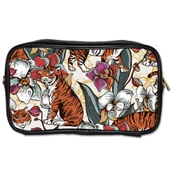 Natural seamless pattern with tiger blooming orchid Toiletries Bag (One Side)