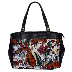 Natural seamless pattern with tiger blooming orchid Oversize Office Handbag