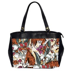 Natural seamless pattern with tiger blooming orchid Oversize Office Handbag (2 Sides)