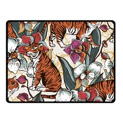 Natural seamless pattern with tiger blooming orchid Fleece Blanket (Small)